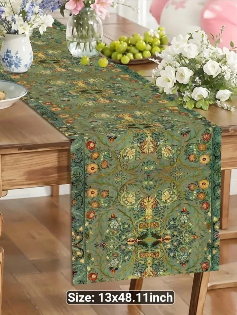New Elegant Green Floral Table Runner -1489-349